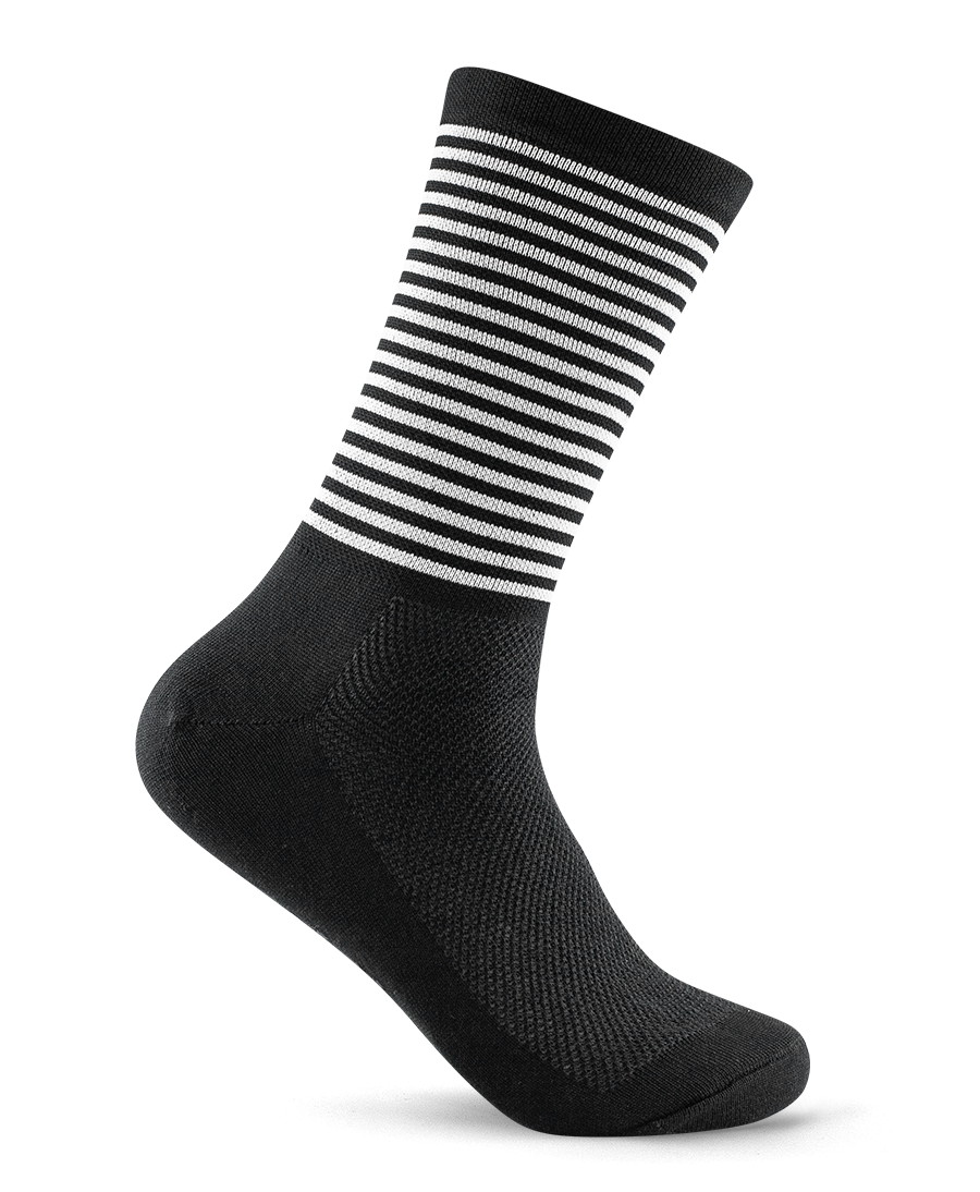 Breton Socks - Black/White (Striped Cycling Socks) X-Large